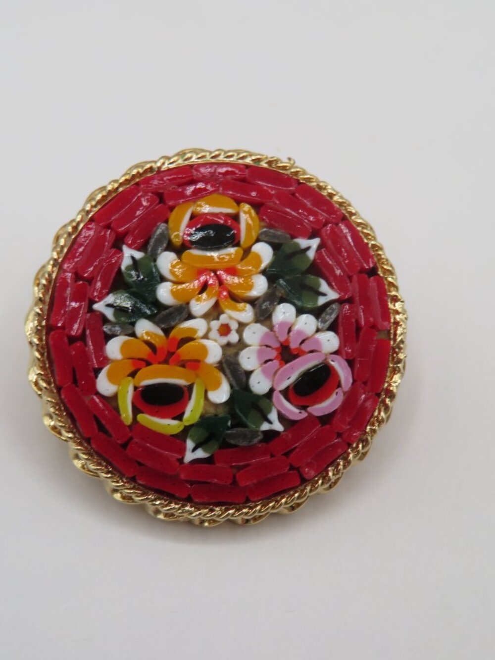 Vintage Italy Micro Mosaic Floral Brooch - Picture 6 of 10